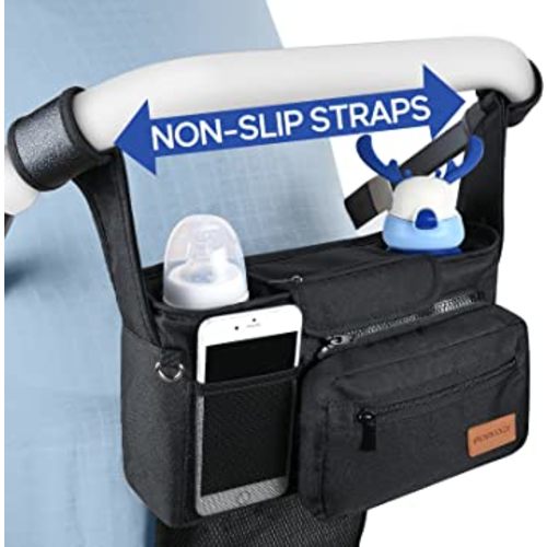 Momcozy Stroller Organizer, with 2 Non-Slip Stickers and 2 Large Capacity and Detachable Mesh Bags, Fits All Strollers Like Britax, Uppababy, Baby Jogger Stroller