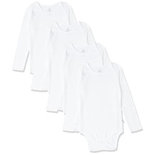 HonestBaby 4-Pack Long Sleeve Bodysuits One Piece 100% Organic Cotton for Infant Baby Girls, Boys