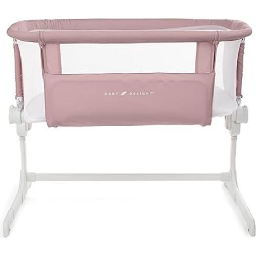 Baby Delight Beside Me Dreamer Bassinet | Bedside Sleeper & Baby Bassinet | 6-Position Height Adjustment | 100% GOTS Certified Organic Cotton Fabric | Organic Rose