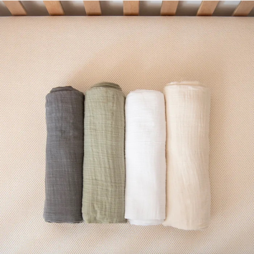 Organic Breathable Swaddle Blankets 4-Color Pack