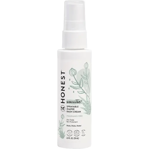 The Honest Company Baby Diaper Rash Cream Spray | Moisturizing + Calming Zinc Oxide | Hypoallergenic, Dermatologist Tested, Cruelty Free | 2 fl oz