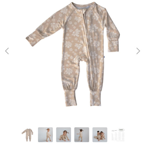 Retro Floral | Bamboo Zip Romper – Brixton.Phoenix 3-6 month