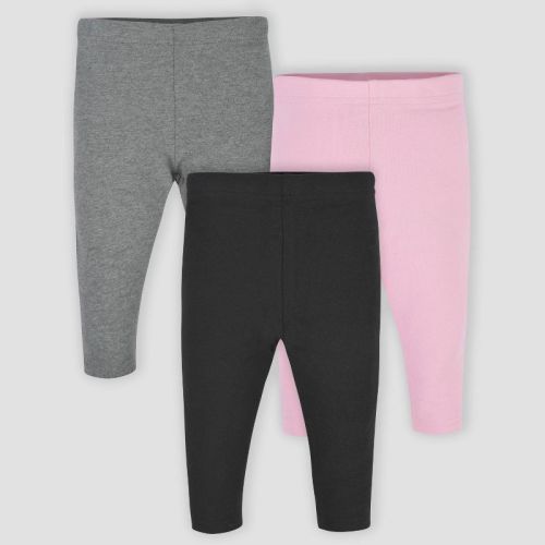 Gerber Baby Girls' 3pk Leggings - Black/pink/gray