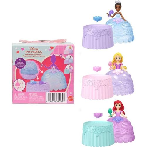 Disney Princess Valentine Cupcake Small Doll Reveal with 5 Surprises Including Heart Ring for Child