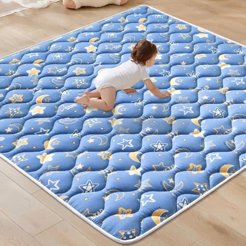 Odorless Premium Foam Baby Play Mat 36" x 36", Soft Microfiber Fabric Crawling Mat for Floor- Comfortable and Hypoallergenic, Non-Slip Cushioned Floor Playpen mat for Infants,Babies,Toddlers