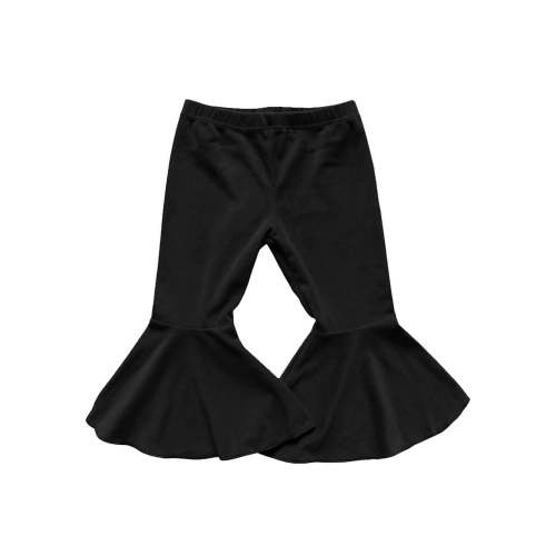 Lina Pleated Velour Bell Bottoms - Black