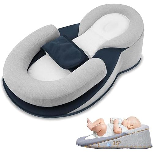 Restnest Baby Bed Acid Reflux with Strap, 2025 New Keesley Rest Nest Baby Bed for Reducing Spit-Up, Babies Feeding Support Pillow, Anti Reflux Newborn Feeding Pillow (Large)