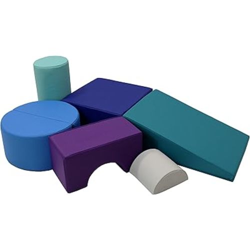 FDP Playtime and Climb Soft Play Set - 6-Piece Baby Climbing Blocks and Indoor Play Gym - Soft Play Climbing for Toddlers and Infants 10m+ (Contemporary/Purple)