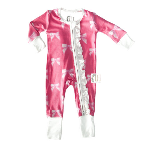 Girls Tickled Pink Double Zipper Romper