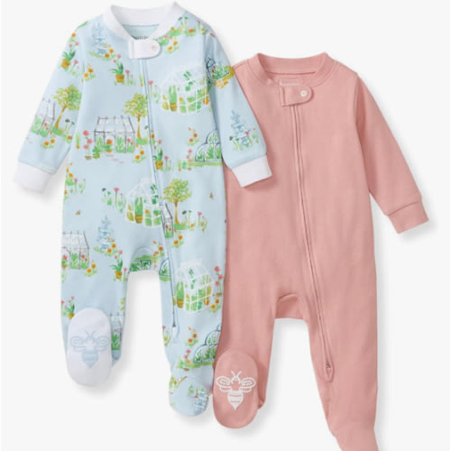 Burt's Bees Baby Girls' Organic Cotton Sleep and Play Footed Pajamas