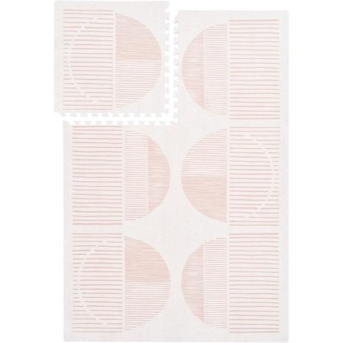 Premium Exercise & Baby Foam Play Mats - Stylish & Large Non-Toxic Odorless Floor Mat - 6 Tiles - Spacious 6ft x 4ft - Peel-Resistant Reinforced - Soft Thick, Waterproof - Cream Pink