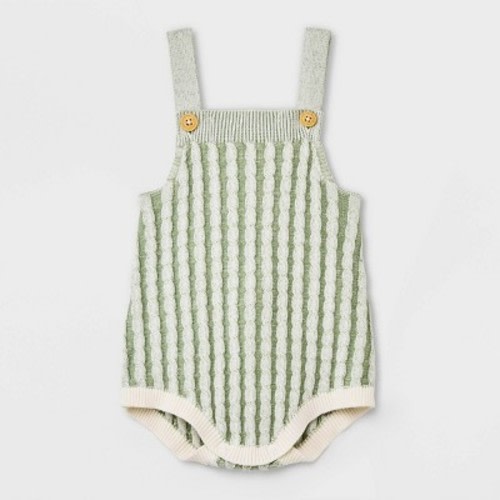 Baby Braided Cable Sweater Romper - Cat & Jack™ Sage Green 0-3M