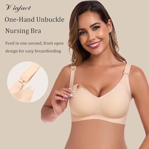 Vinfact 3 Pack Nursing Bras for Breastfeeding Comfort Maternity Bras for Pregnancy Wireless Seamless Breastfeeding Bras