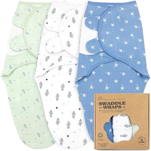 Bublo Baby Swaddles for Newborns – 3-Pack Infant Swaddles 0-3 Months – Adjustable Newborn Swaddle Sleep Sack – Soft Organic Cotton Baby Wrap for Safe & Cozy Sleep