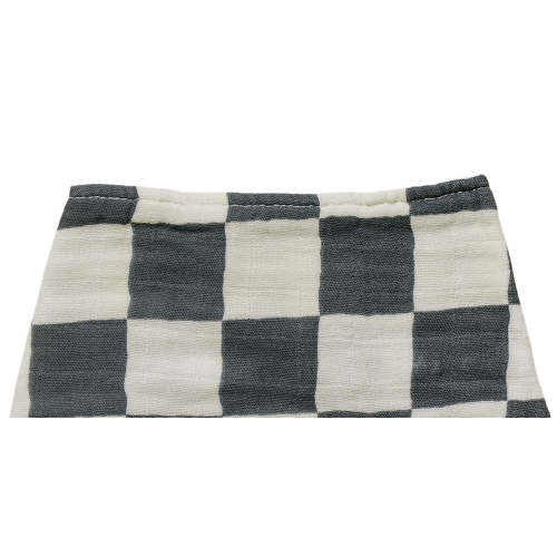 Charcoal Checkered Muslin Bib