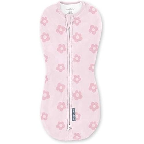 SwaddleMe by Ingenuity Compression Baby Swaddle Pod, Two-Way Zipper for Easy Diaper Changes, Improves Sleep & Calms Startle Reflex, 0-2 Months, 1.0 TOG, 1-Pack - Flower Confetti