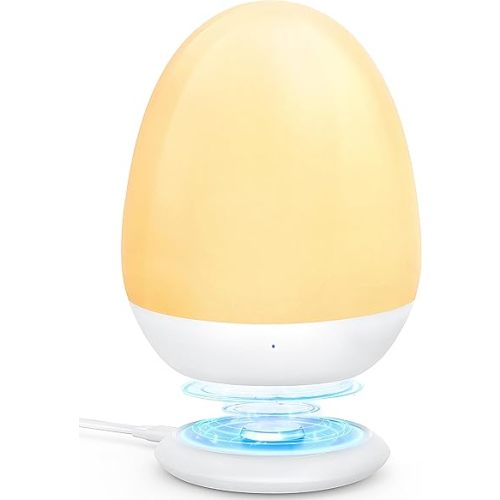 MediAcous Night Lights for Kids Room, Baby Night Light with Stable Charging Pad, Dimmable Kids Night Light with 1H Timer & Touch Control, ABS+PC LED Egg Lamps for Breastfeeding, Up to 200H