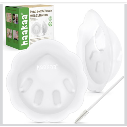 haakaa Petal Soft Silicone Milk Collector丨Discreet Leak-Protection Breast Milk Saver, Reusable Breast Shells Milk Collection Cup for Breastfeeding with Cleaning Brush- 2PCS