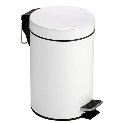 Steel Step BinConvenient removable inner bin to empty trashWhite powder-coated finish, Steel Step Bin