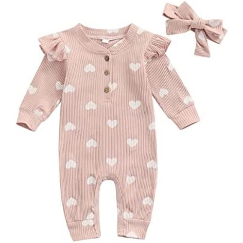 MoZiKQin Newborn Baby Girl Ruffle Romper Knit Sweater Onesie Jumpsuit Long Sleeve Zipper Romper Solid Fall Winter Outfits