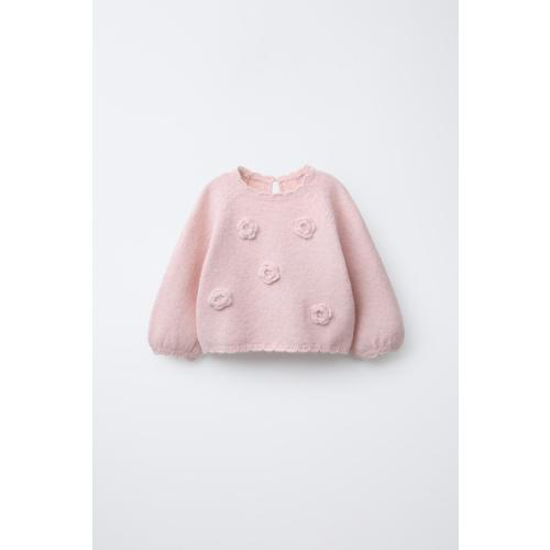 CROCHET FLORAL KNIT JUMPER - Light pink | ZARA United States
