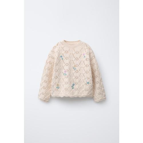 FLORAL KNIT SWEATER - Ecru | ZARA United States