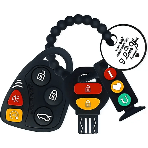 Baby Teething Keys Toys 6 to 12 Months Car Teether Combo Set,Car Key Remote Toy Controller for Toddler(Gothic) (Gothic, Black)