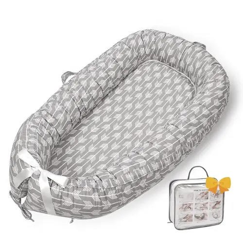 Baby Lounger-Baby Lounger for Newborn,Breathable & Soft Baby Nest Cover Co-Sleeping for Baby 0-24 Months, Babies Essentials Gifts Portable Infant Lounger,Bionic Design Baby Lounger(Arrow)