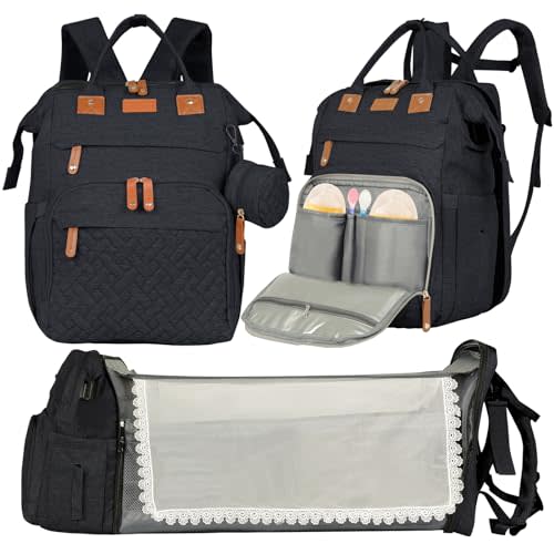 XTGVZ large diaper bag backpack,baby bag with changing station for Boys Girls,Multifunctional Diaper Bag,Mommy Bag With USB Charging Port(Black)