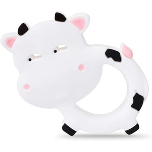 Baby Silicone Teether,Sensory Chew Toys,BPA Free Soft and Effective Infant Teething Pain Relief Toys,Freezer Safe,Food Grade Silicone,Best Shower Gift for Boys and Girls (Cow)