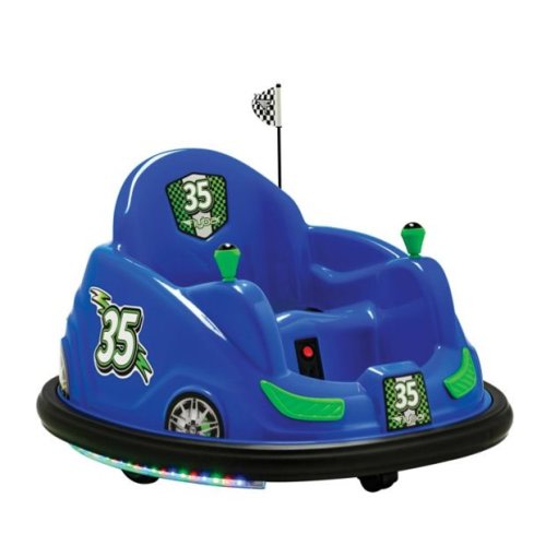 Flybar 6 Volts Bumper Car, Battery Powered Ride on, Fun LED Lights, Includes Charger, Blue