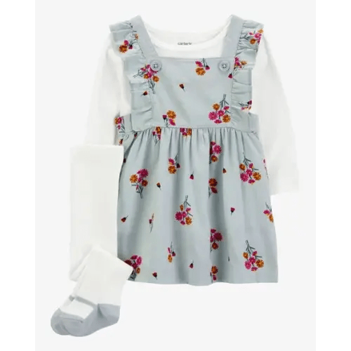 Baby 3-Piece Floral Long-Sleeve Tee & Jumper Set - Carter's | Carter's