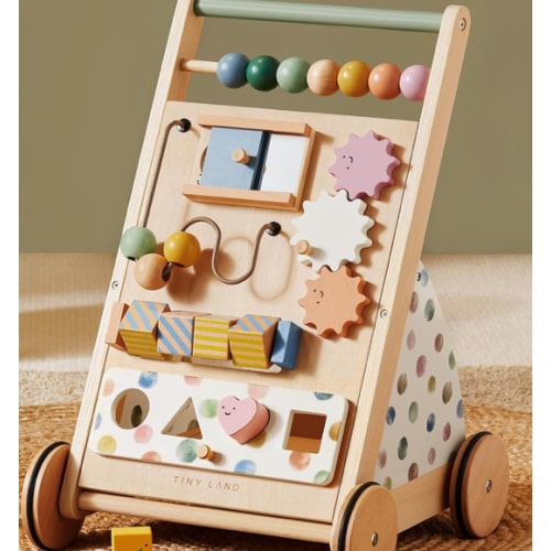 Tiny Land Baby Push Walker, Wooden Baby Walker for Girls, Adjustable Speed Walkers for Baby Boys, Montessori Walker Toy, Baby Activity Center, Push Toys for Kids Development (Morandi)