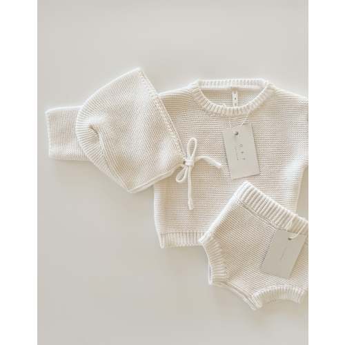 Purl Knit Bonnet ‘Milk’