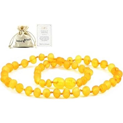 RAW Baltic Amber Necklace - Natural Amber from Baltic Region, Genuine Amber (13in.)