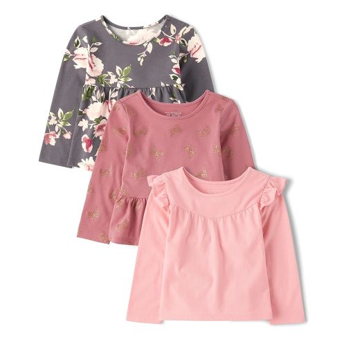 The Children's Place baby-girls And Toddler Girl Long Sleeve Shirts 3-pack