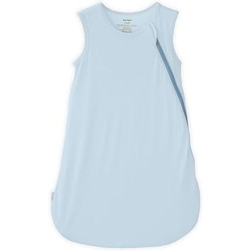 Unisex Baby Bamboo Rayon Sleep Sack - 1.0 TOG Organic Sleeveless Wearable Swaddle Blanket for Boy & Girl (Blue, 6-18 Months)
