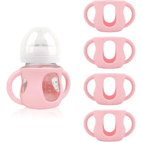 4-Pack Silicone Sleeves for Philips Avent Glass Bottles, BPA-Free Drop-Resistant Baby Bottle Sleeves with Handles, Compatible with Philips Avent Natural Glass Baby Bottles (4 oz)