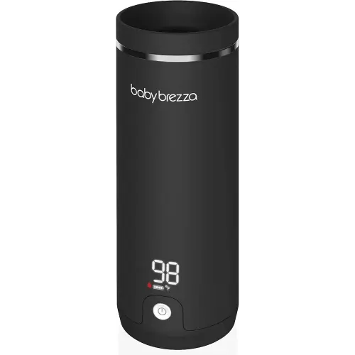 Baby Brezza Superfast Portable Baby Bottle Warmer – 50% Faster - Travel Breastmilk Warmer and Formula Warmer - Safe, Even Heating - Up to 9oz - No Adapters, Black