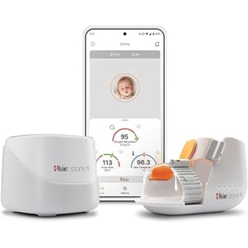 Masimo Stork Vitals - FDA Cleared Smart Baby Monitoring System (Stork Boot + Sensor + Hub + App), Monitors Pulse Rate, Oxygen Saturation & Skin Temp (Discontinued)