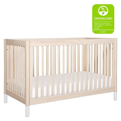 Babyletto Gelato 4-in-1 Convertible Crib with Toddler Bed Conversion in Washed Natural and White, Greenguard Gold Certified