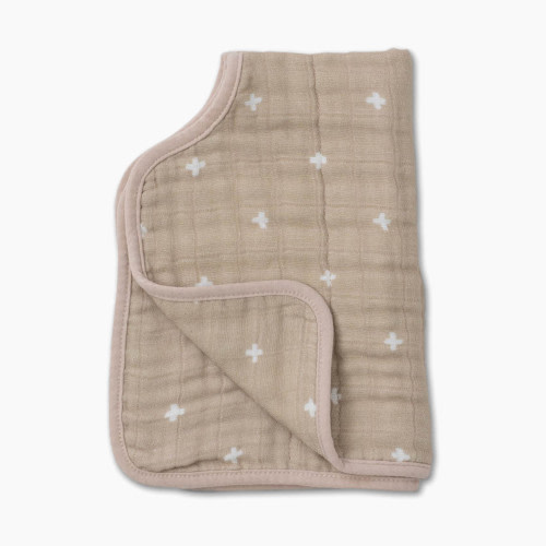 Little Unicorn Cotton Muslin Burp Cloth - Taupe Cross