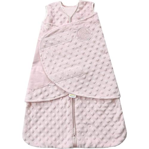 HALO Sleepsack Plush Dot Velboa Swaddle, 3-Way Adjustable Wearable Blanket, TOG 3.0, Pink, Newborn, 0-3 Months