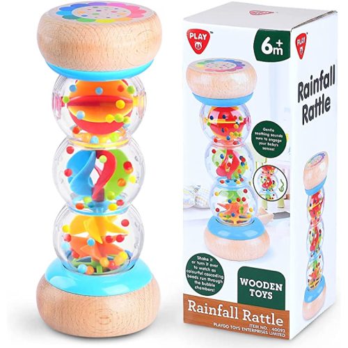 Rainmaker - 7 inch Wooden Rain Stick Montessori Toys for Babies 6-12 Months,Baby Rattle Shaker Sensory Developmental Toy,Raindrops Musical Instrument baby musical toys for 1 year old toddler kids