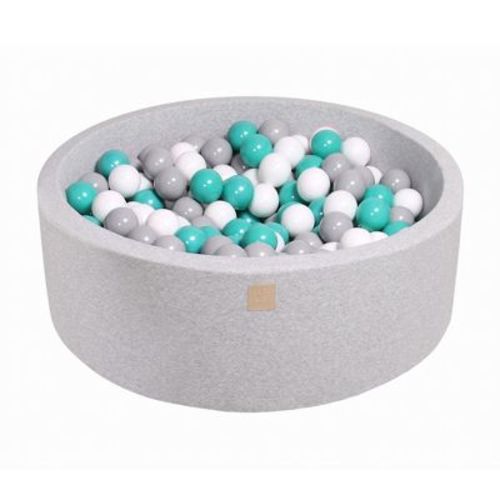 MeowBaby Large Round 35 Inch Round by 11.5 Inch Tall Baby Toddler Foam Ball Pit with 200 Full Foam Balls and Zippered Covered, Turquoise/Gray/White
