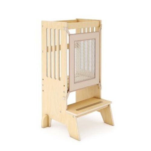 Guidecraft Jr. Kitchen Helper Step-up | Adjustable Wooden Montessori Toddler Tower, Kitchen And Bathroom Step Stool For Kids