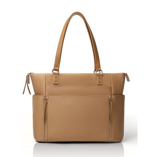 MOMINSIDE Neoprene Diaper Bag Tote, Diaper Bag Backpack pañaleras para bebe,14 Pockets Large Capacity Diaper Bags, Convertible Diaper Tote, Brown