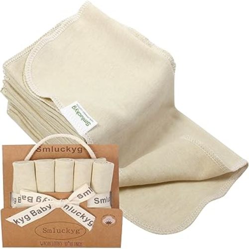 10-Pack Organic Baby Washcloths - Ultra Soft Organic Cotton Reusable Towels, Gentle for Newborn Sensitive Skin, Perfect for Baby Towels, Feeding & Travel Care (Green)