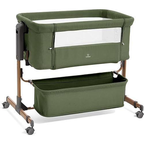 3 in 1 Baby Bassinet, Rocking Bassinet, Bedside Bassinet, 6-Height Adjustable, Bassinet Bedside Sleeper, Bedside Bassient for Baby with Comfy Mattress, Breathable Mesh, Large Storage Basket