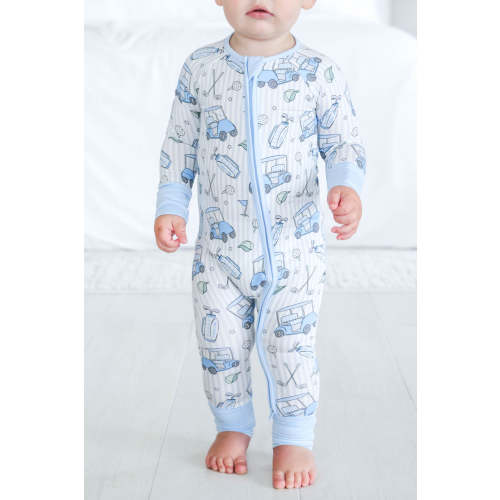 Convertible Zip Romper in Caddie Crew Blue | Caden Lane